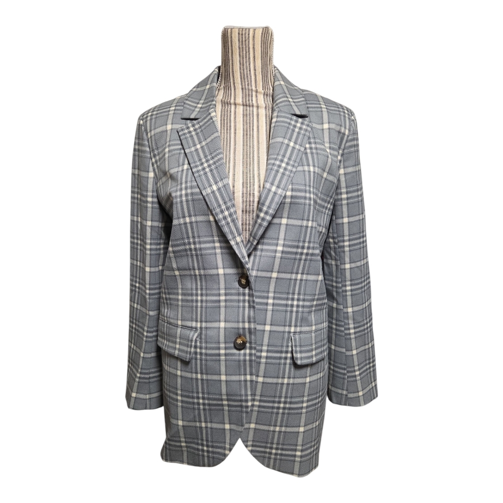 Treasure & Bond Women's  Oversized Gray Plaid Blazer - Picture 7 of 11